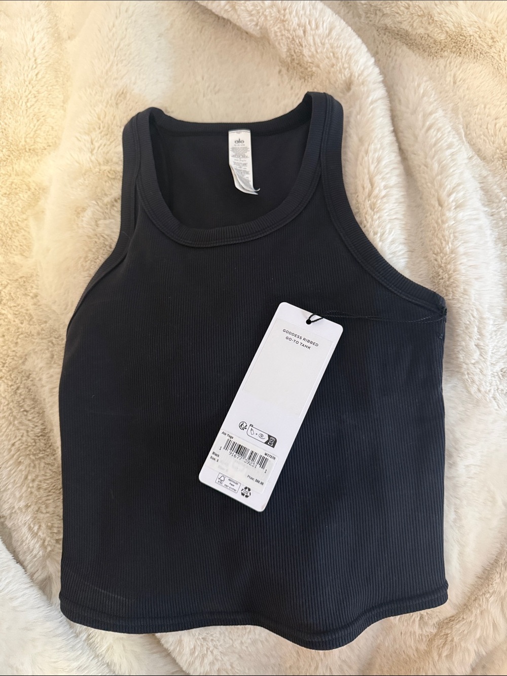 NWT ALO Yoga Black goddess Ribbed Tank small